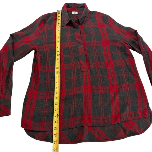 Cabi Cunningham Plaid 1/2 Button Long Sleeve Collared Flannel Shirt M - Picture 5 of 17